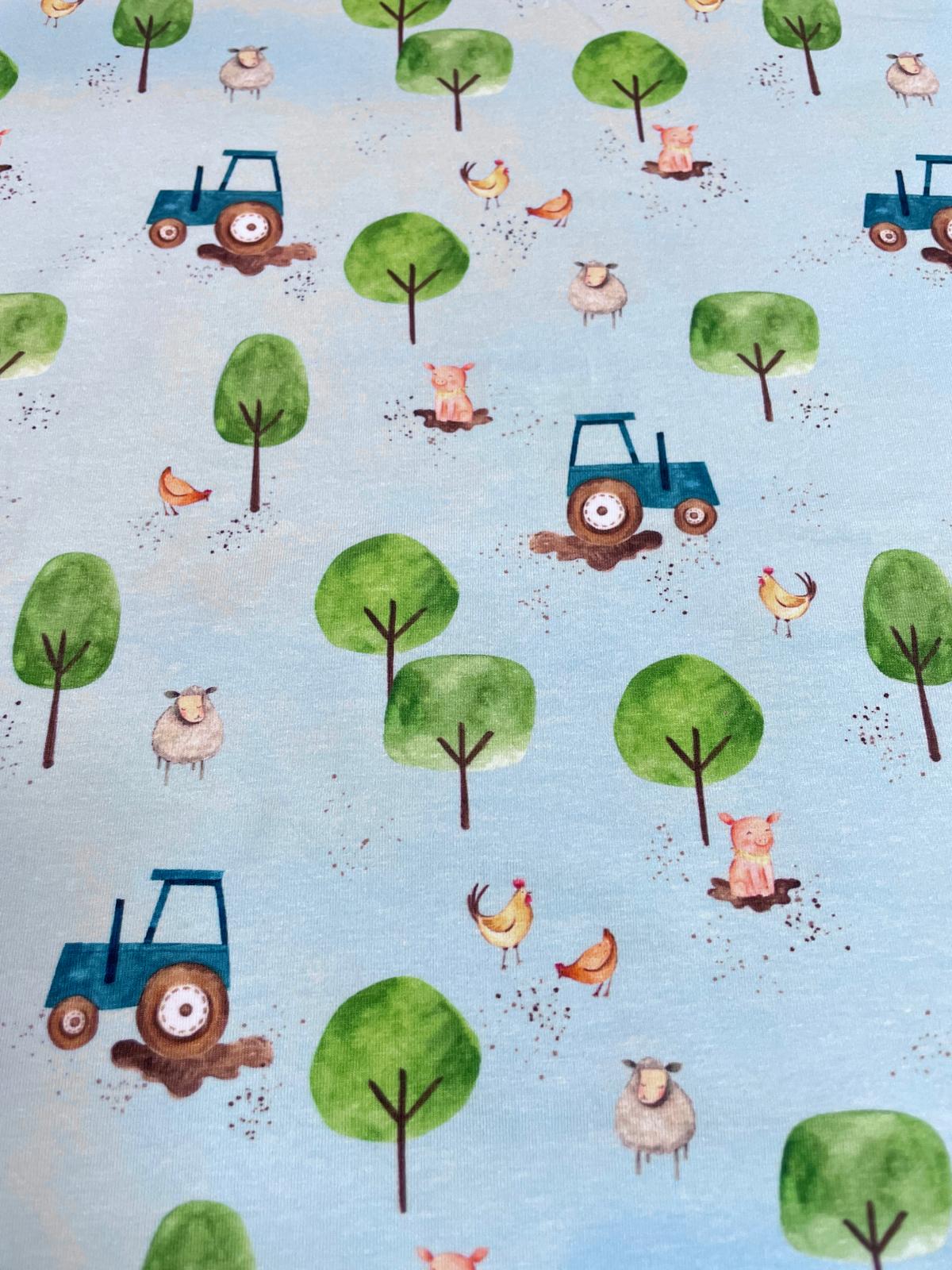 Baumwolljersey "Marida" mit Bauernhof Idylle Baumwolljersey "Marida" mit Bauernhof Idylle